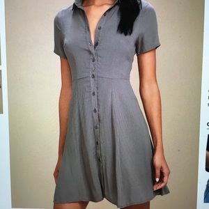 NWT Grey Collared Button-Up Skater Dress